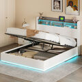 Polsterbett 160x200cm Doppelbett Bettgestell mit Stauraum Bettkasten USB&LED