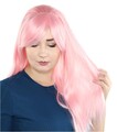 Hell-Rosa Lang-Haar glatte lange Perücke Hitzefest Cosplay Manga Wig Damen C126