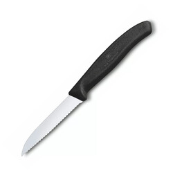 1x Victorinox Gemüsemesser/Küchenmesser Wellenschliff 8cm gerade / schwarz