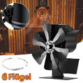 6 Flügel Ofenventilator Kaminofen Ventilator Stromloser Lüfter Stove Fan Gebläse