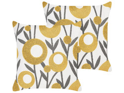 Dekokissen Baumwolle mehrfarbig/bunt 45 x 45 cm Blumenmotiv 2er Set Shallot