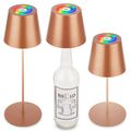 3 in 1 LED Tischlampe Akku USB Aufladbar RGBW Kabellos Flaschenaufsatz Bronze