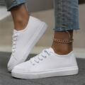 Damen Herren Sneakers Low Cut Canvas Schuhe Flats Basic Schnürer Freizeitschuhe