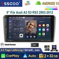 DAB+ 2+32G Für Audi A3 S3 RS3 8P 8V 9" Carplay Android 13 Autoradio GPS Navi KAM