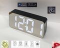 Digital Wecker Tischuhr Uhr Alarmwecker Snooze Spiegel Uhr DS-3622X WEIß-SChwarz