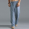 Herren Weites Bein Hose Freizeithosen Chinohose Kordelzug Stoffhose Lang Hosen