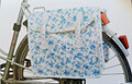 Fahrradtasche/ Fahrradsatteltasche/ Doppelpacktasche Blumenmuster 20 l Weiß/Blau