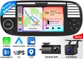 DVR+CAM+ 7" Touchscreen Android 13 Autoradio Navi CarPlay für Fiat 500 2007-2015