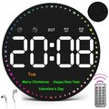 Große LED Digital Wanduhr mit Datum Temperatur Display Alarm Clock Fernbedienung