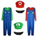 Herren Erwachsene Super Mario & Luigi Kostüm Klempner Bros. Halloween Kostüm - groß