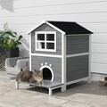 PawHut Katzenhaus aus Holz Katzenhöhle mit Fenster, Balkon für Indoor, Outdoor