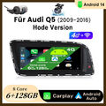 6+128G BT Carplay Für Audi Q5 09-16 Android 14 Autoradio WIFI GPS Navi KAM+ DVR