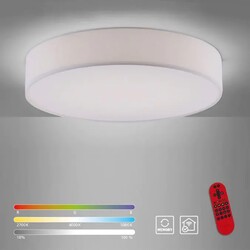 LED Smart Deckenleuchte Lola Ø58cm Textil weiß 36W 3700lm CCT RGB Fernbedienung