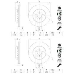 2X BOSCH BREMSSCHEIBEN 348mm BELÜFTET BREMSSCHEIBE ZWEITEILIG VORNE PASSEND FÜR