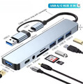 USB-C Hub 8-IN-2 Adapter USB 3.0 Verteiler Splitter Kartenleser für Laptop TV PC