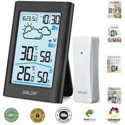 Drahtlose Wetterstation mit DCF Funkuhr und Außensensor, 16-in-1-Funktion
