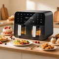 Doppel Heißluft Fritteuse 10L Digital Touch Display Timer Friteuse Edelstahl DE