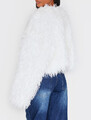 *** ZOTTELIGE WEISSE JACKE KUNSTPELZ CROPPED FELL GR M 40  ***
