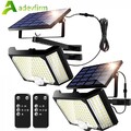 2er LED Solarleuchte Solarlampe Sensor Strahler Außen Mit Bewegungsmelder Fluter