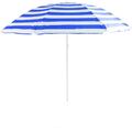 GARTEN STRANDSCHIRM KIPPSCHIRM 1,6M / 160CM UV40+ BLAU WEISS GESTREIFT