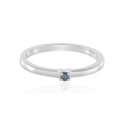 Schicker Blauer I3 Diamant Platinierter Silber Ring- Echtschmuck