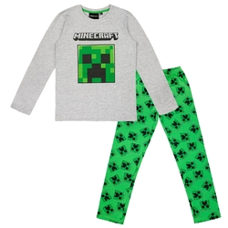 Minecraft Jungen Schlafanzug Pyjama Creeper Grau Grün
