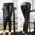 Sexy Leggings in Wildleder-Optik Stretch Damenhose Schwarze Wetlook-Leggings