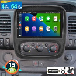 DAB+ 4+64GB Android 15 Autoradio Für Opel Vivaro B Renault Trafic Carplay GPS FM
