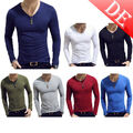 DE Herren Unterhemden Langarm T-Shirts Slim Fit Top Langarmshirt Sportshirts