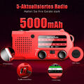 5000mAh Solar Handkurbel Radio Tragbar Kurbelradio Dynamo Radio mit AM/FM DE
