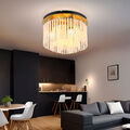 Deckenleuchte Deckenlampe Wohnzimmerlampe Metall Gold Glasstäbe D 32 cm 