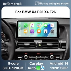 12,3" Android 14 Autoradio CarPlay 8-Core 128GB DAB+ GPS Navi Für BMW X3 F25 CIC