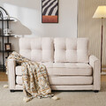 Schlafsofa 2-Sitzer Sofa Couch Mit Schlaffunktion Klappsofa Aus Leinen, Holz