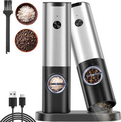2 Profi Pfeffermühle Elektrische Salz und Pfeffermühle USB Aufladbar Gewürzmühle