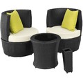 Aluminium Rattan Sitzgruppe Nizza 2+1+1 Gartenlounge schwarz B-Ware
