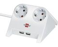 Brennenstuhl Desktop Power Charger 2-fach mit USB weiß/poliert 1,8 m