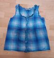 Tom Tailor Blusentop, Gr.36, blau kariert, Baumwolle