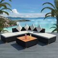 6-tlg. Garten-Lounge-Set mit Auflagen Poly Rattan Sitzgruppe Balkon Gartenmöbel