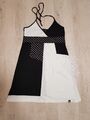 Sommerkleid Neckholderkleid Gr. 36 Weiß-schwarz Baumwolle