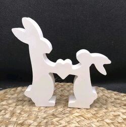 Deko Aufsteller Figur Hasen Paar Osterhasen Herz Liebe Familie Ostern Handmade 
