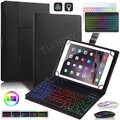 QWERTZ Beleuchtet Tastatur Leder Hülle Maus für 9.7-11 Zoll Tablets PC Universal
