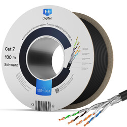 Cat7 Verlegekabel Kupfer Kabel Netzwerkkabel LAN Datenkabel Outdoor Außen UVS/FTP /  Innenleiter: Ø 0,56mm / max.1000MHz / 10Gbit