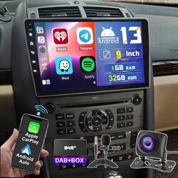 Autoradio 32G Android 13 Carplay GPS RDS DAB+ MIK Kam Für Peugeot 407 2004-2011