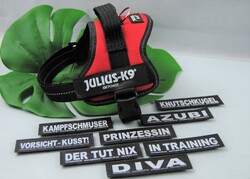 Julius-K9 Powergeschirr ROT Gr.Mini inklusive 10 Stück Klettlogos GRATIS