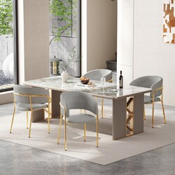 4er Set Esszimmerstuhl Cordstoff Modern Stühle Küchenstuhl mit Rückenlehne Grau