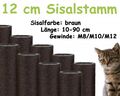 12 cm Sisalstamm, Ersatzstamm für Kratzbaum, 10-90 cm (M8/M10/M12)(Braun)