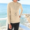 Mode von Heine Damen Shirt Oberteil Stehkragen Langarm beige NEU