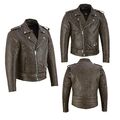 Motorrad Jacke Herren Leder Chopper Biker Rocker Freizeit Mit Protektoren Braun