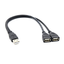 Y Splitter Hub Stromkabel USB 2.0 A Stecker auf 2 Dual USB Buchse Adapterkabel