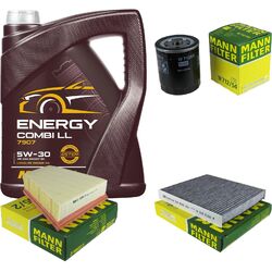 Motor-Öl 5L MANNOL 5W-30 Combi LL+MANN-FILTER Filterpaket für Skoda Fabia 6Y2